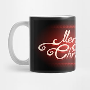 Hand-written Merry Christmas Lettering on Red background Mug